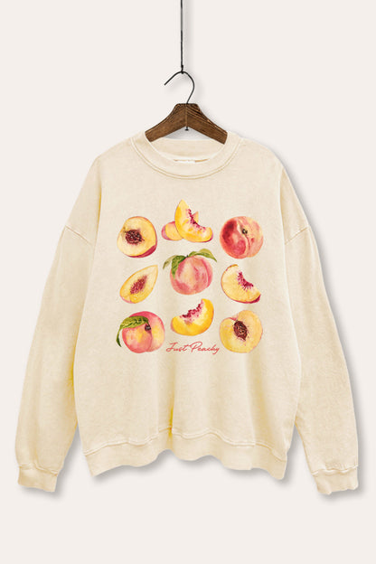 Just Peachy Fruit Graphic Mineral Wash Sweatshirt