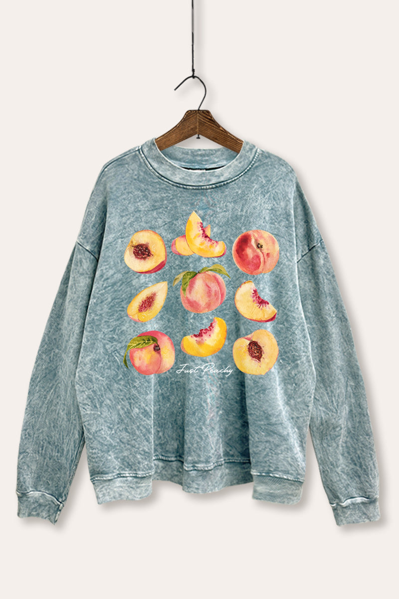 just peachy graphic mineral wash sweatshirt