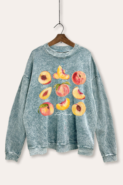 Just Peachy Fruit Graphic Mineral Wash Sweatshirt