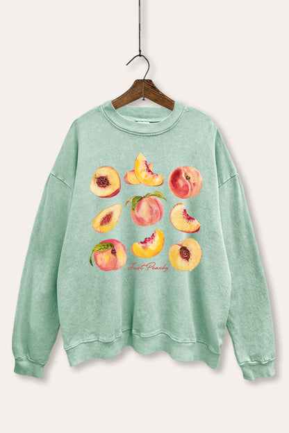 Just Peachy Fruit Graphic Mineral Wash Sweatshirt