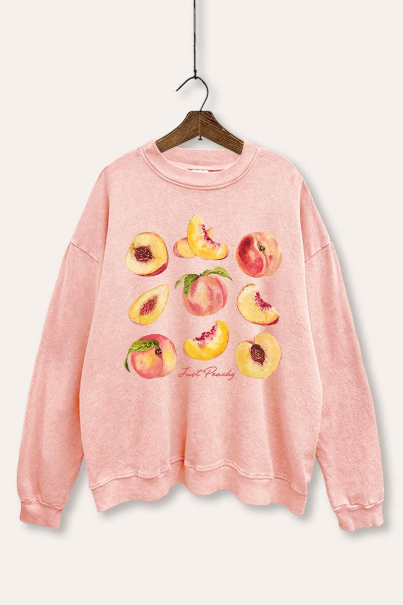 just peachy graphic mineral wash sweatshirt