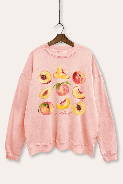 Just Peachy Fruit Graphic Mineral Wash Sweatshirt