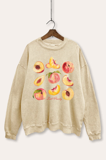 Just Peachy Fruit Graphic Mineral Wash Sweatshirt