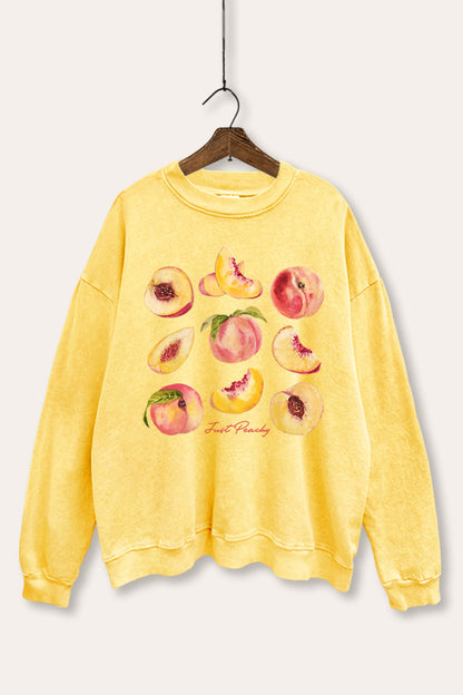 Just Peachy Fruit Graphic Mineral Wash Sweatshirt