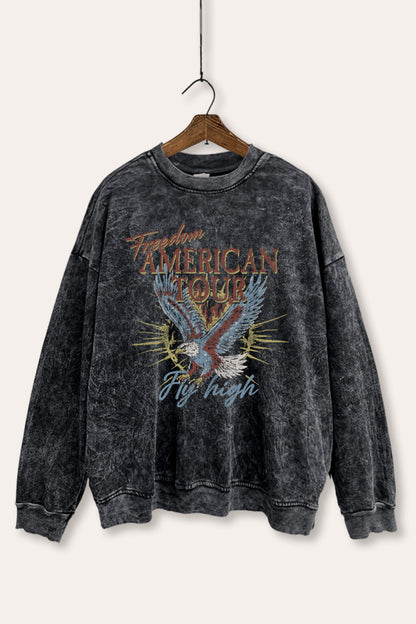 American Freedom Eagle Graphic Mineral Wash Sweatshirt