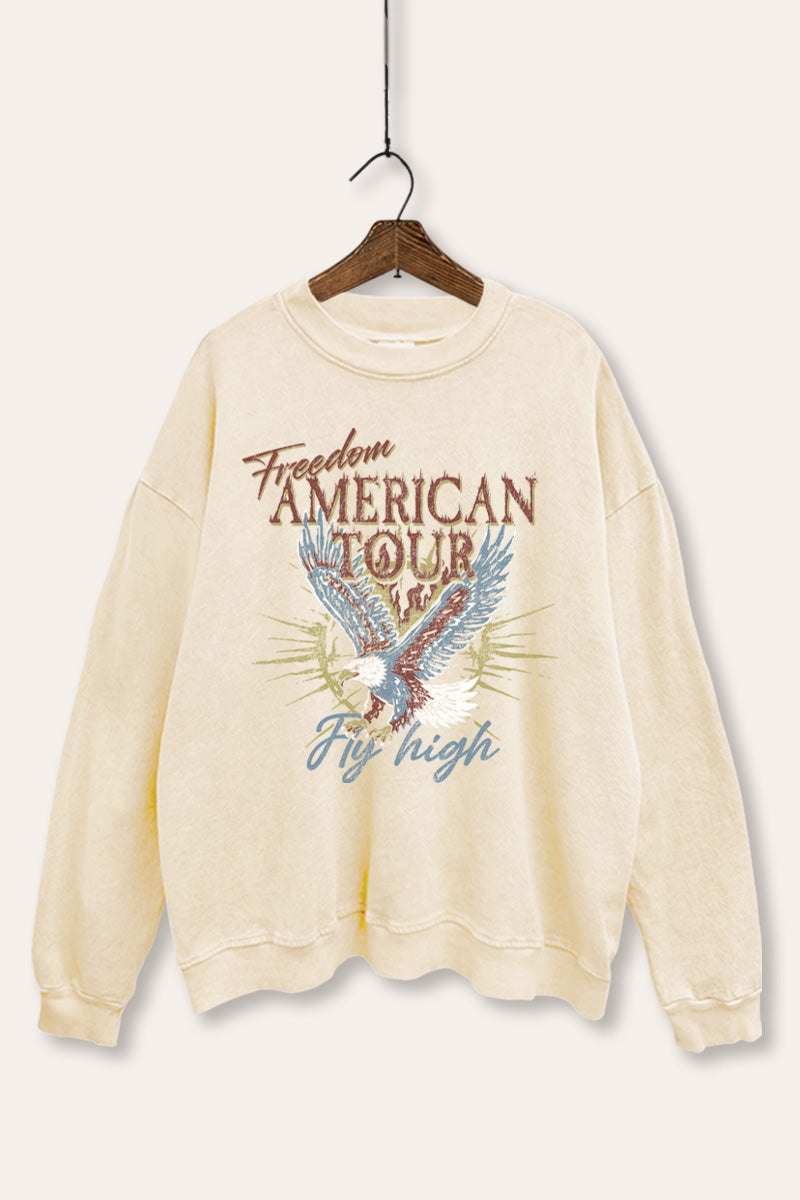 bald eagle "freedom" graphic mineral wash sweatshirt