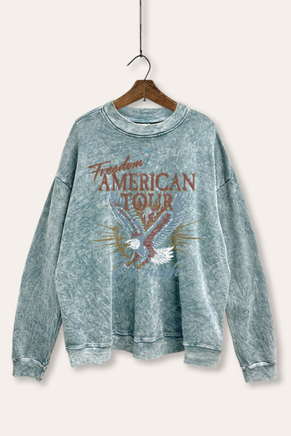 American Freedom Eagle Graphic Mineral Wash Sweatshirt