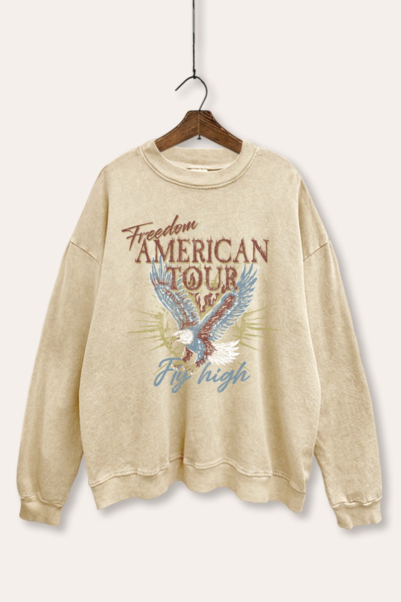 bald eagle "freedom" graphic mineral wash sweatshirt