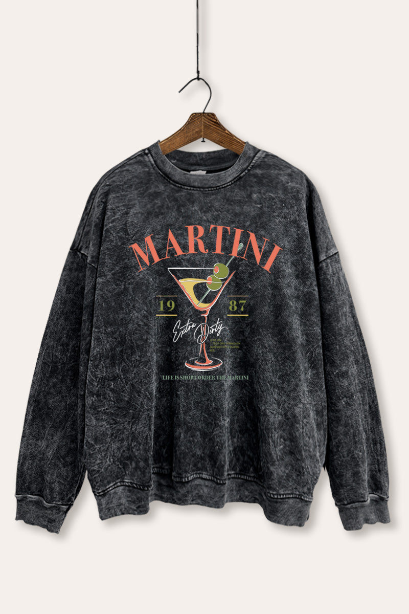 extra dirty martini graphic mineral wash sweatshirt