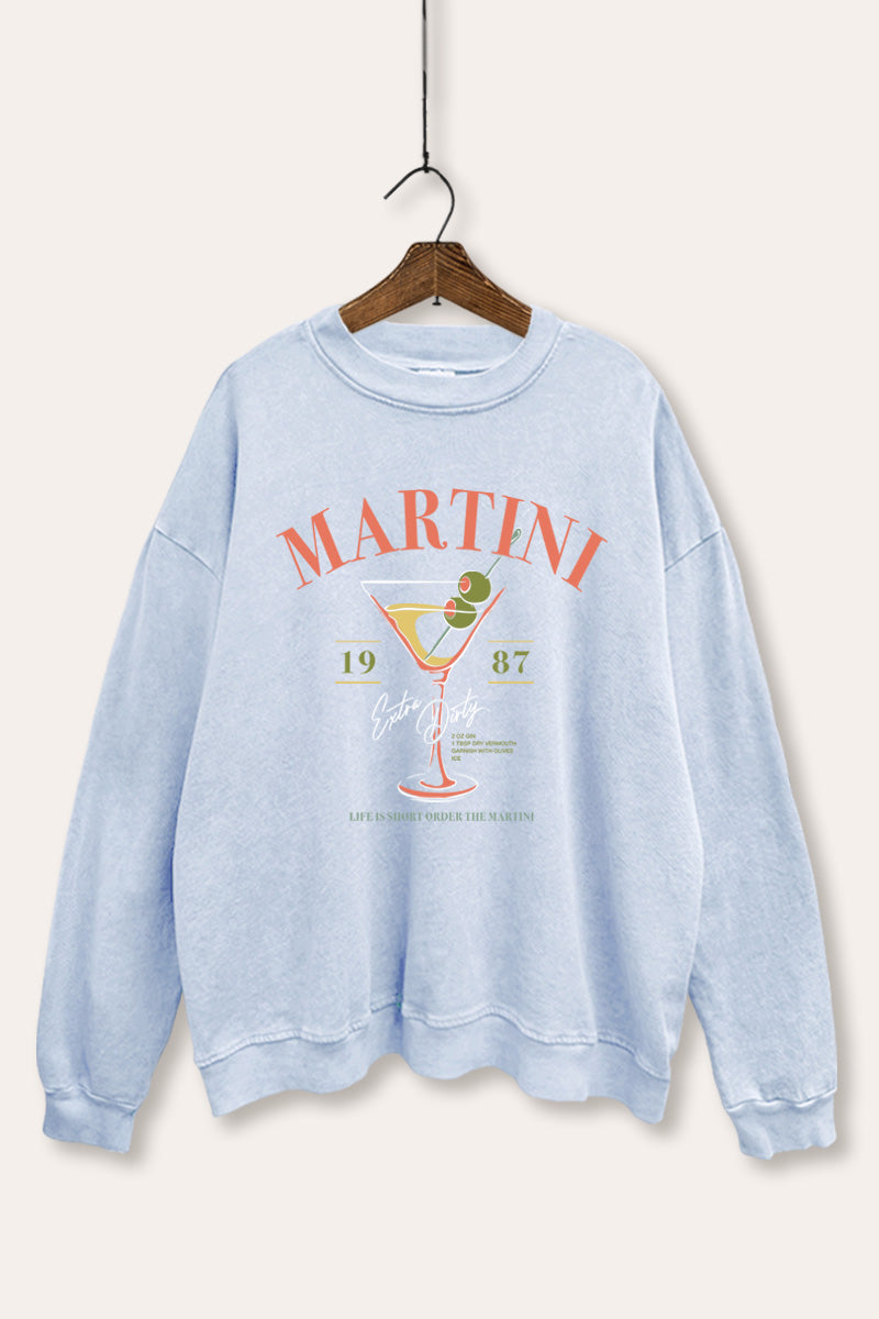 extra dirty martini graphic mineral wash sweatshirt