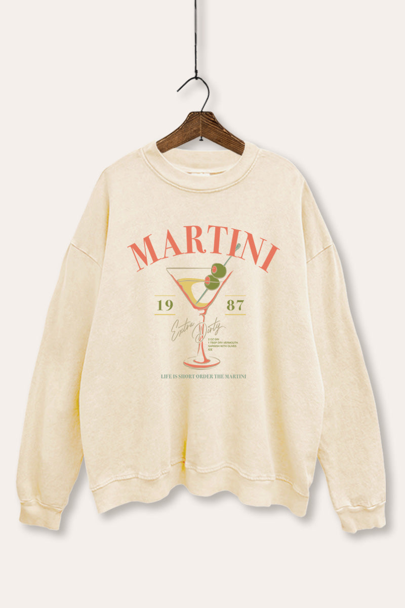 extra dirty martini graphic mineral wash sweatshirt