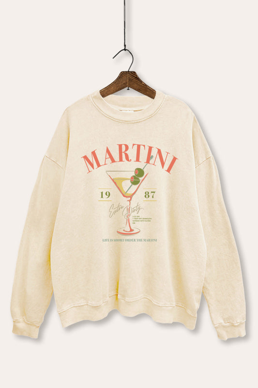 extra dirty martini graphic mineral wash sweatshirt