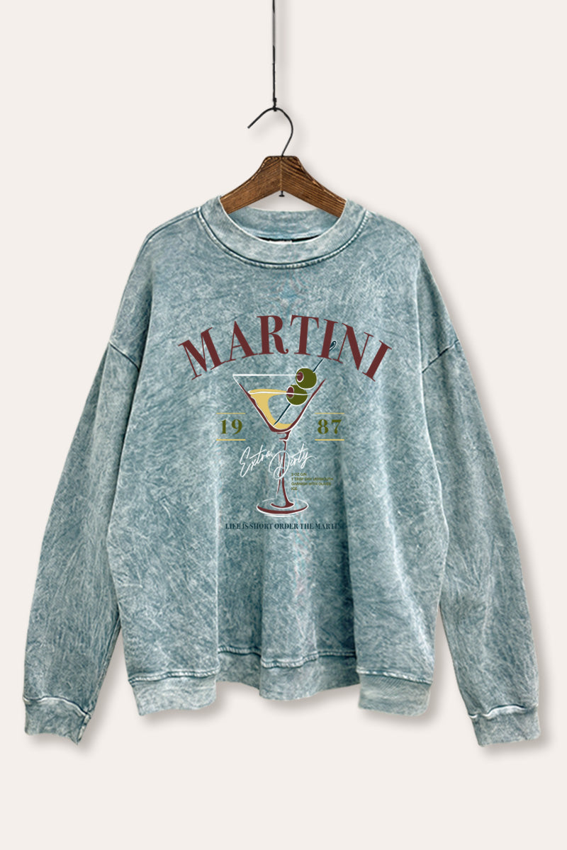 extra dirty martini graphic mineral wash sweatshirt
