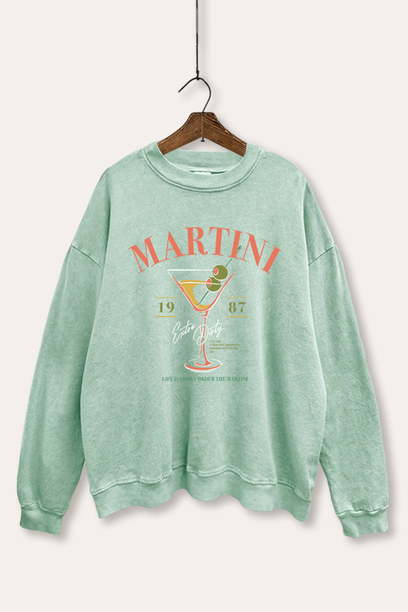 extra dirty martini graphic mineral wash sweatshirt
