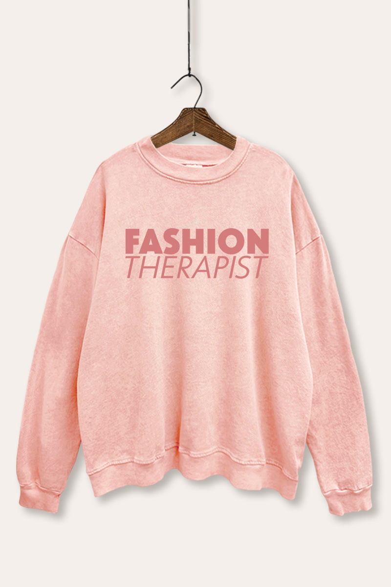 "fashion therapist" mineral wash graphic sweatshirt