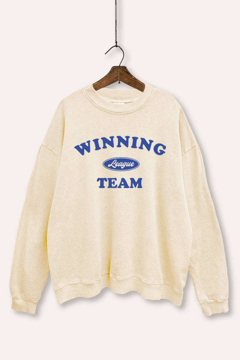 "winning team" sports graphic mineral wash sweatshirt