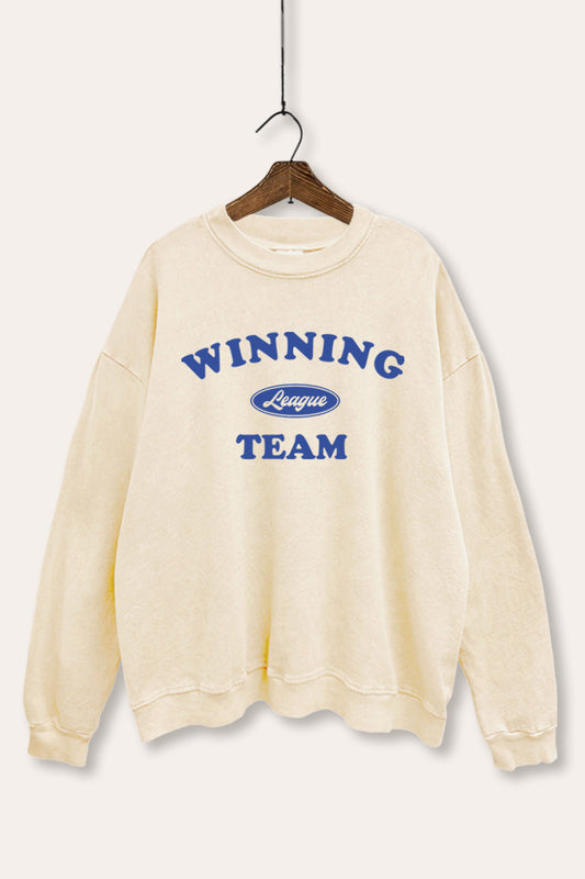 "winning team" sports graphic mineral wash sweatshirt