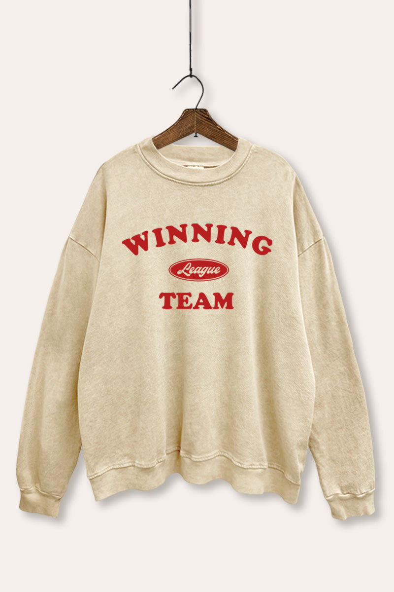 "winning team" sports graphic mineral wash sweatshirt