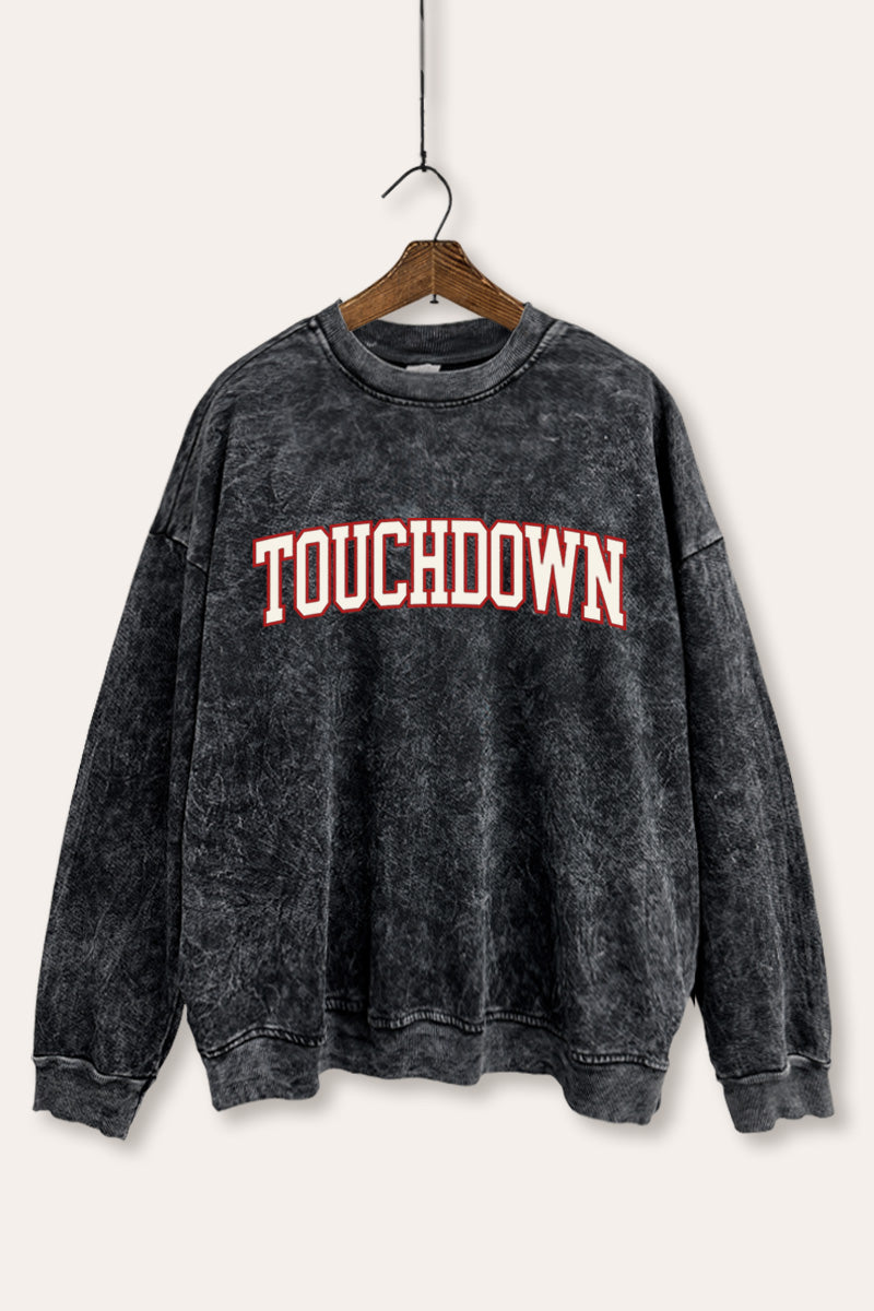 "touchdown" graphic mineral wash sweatshirt