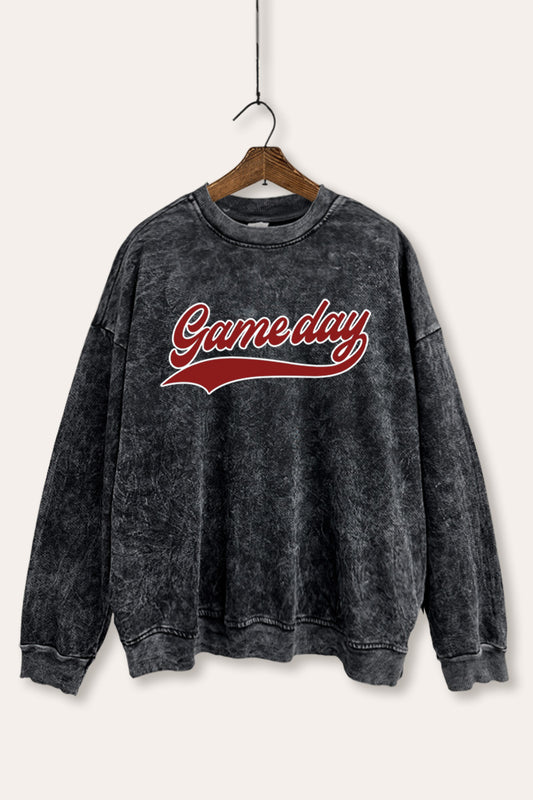 "game day" varsity graphic mineral wash sweatshirt