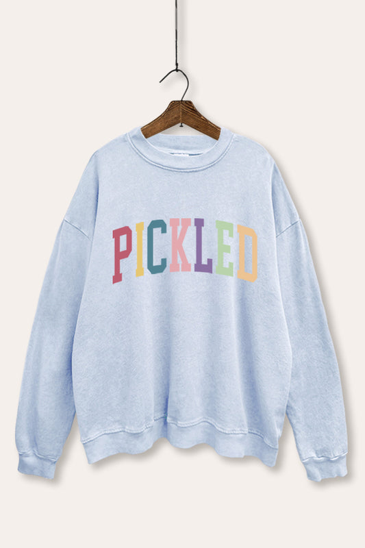 "pickled" rainbow text graphic mineral wash sweatshirt