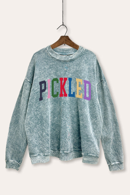 Pickled Colorful Sports Graphic Mineral Wash Sweatshirt