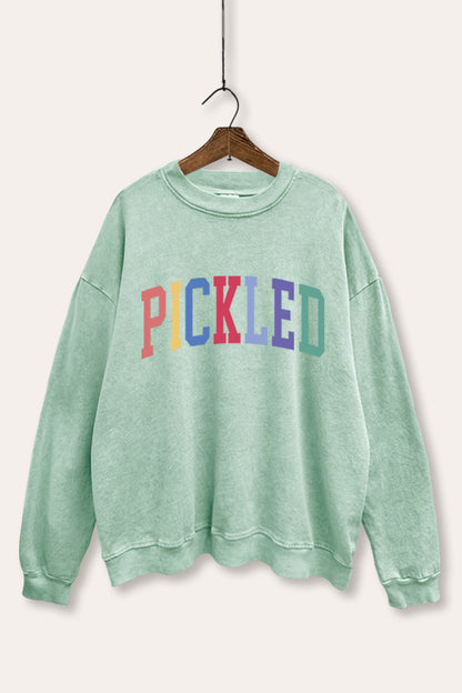 Pickled Colorful Sports Graphic Mineral Wash Sweatshirt
