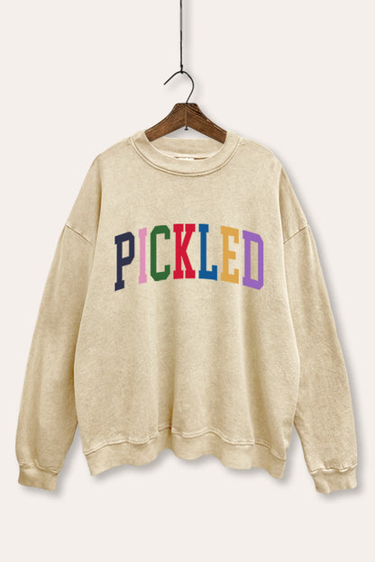Pickled Colorful Sports Graphic Mineral Wash Sweatshirt
