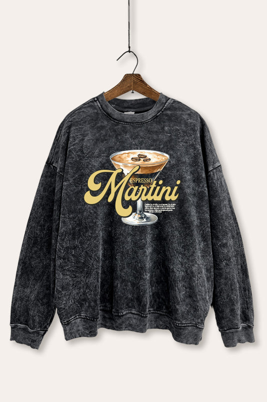 espresso martini graphic mineral wash sweatshirt