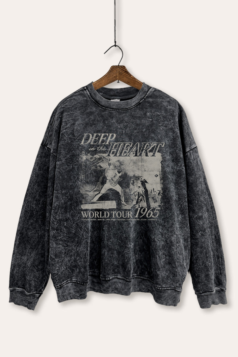 World Tour Music Concert Graphic Mineral Wash Sweatshirt