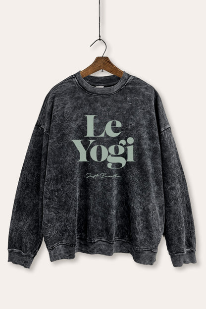 Le Yogi "Just Breathe" Graphic Mineral Wash Sweatshirt