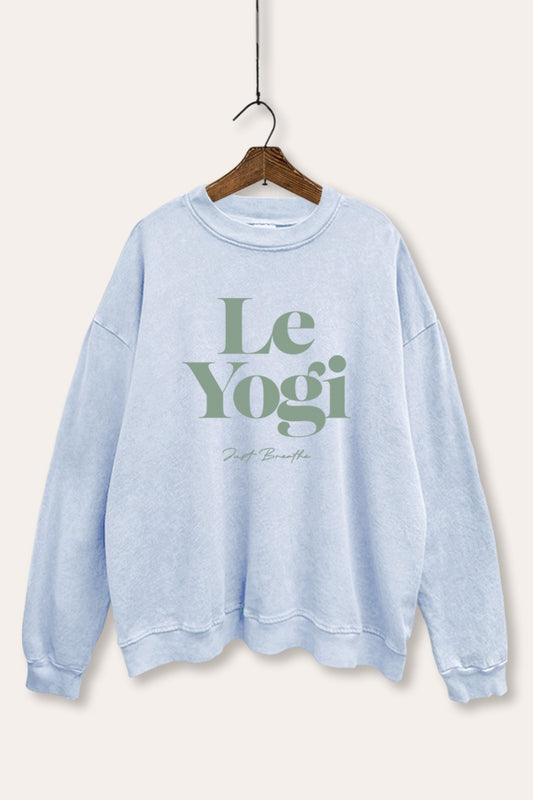"le yogi" graphic mineral wash sweatshirt
