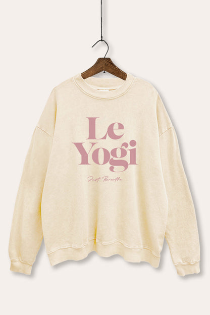 Le Yogi "Just Breathe" Graphic Mineral Wash Sweatshirt