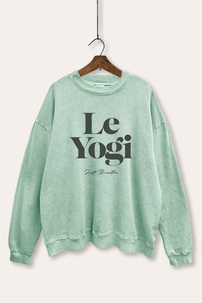 Le Yogi "Just Breathe" Graphic Mineral Wash Sweatshirt