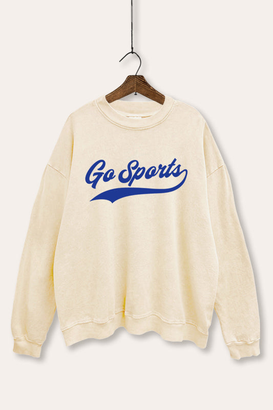 "go sports" varsity graphic mineral wash sweatshirt