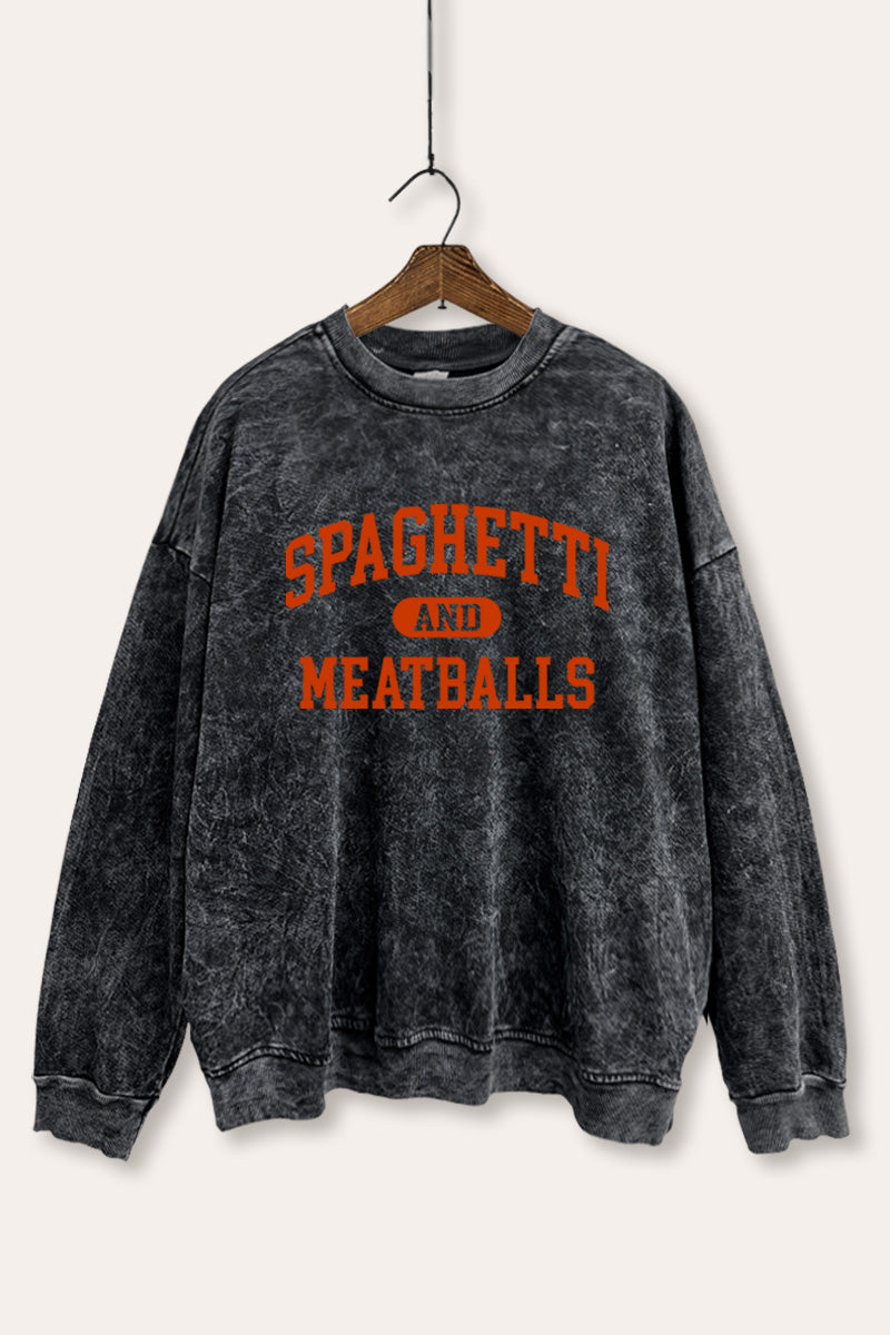 Spaghetti & Meatballs Graphic Mineral Wash Sweatshirt