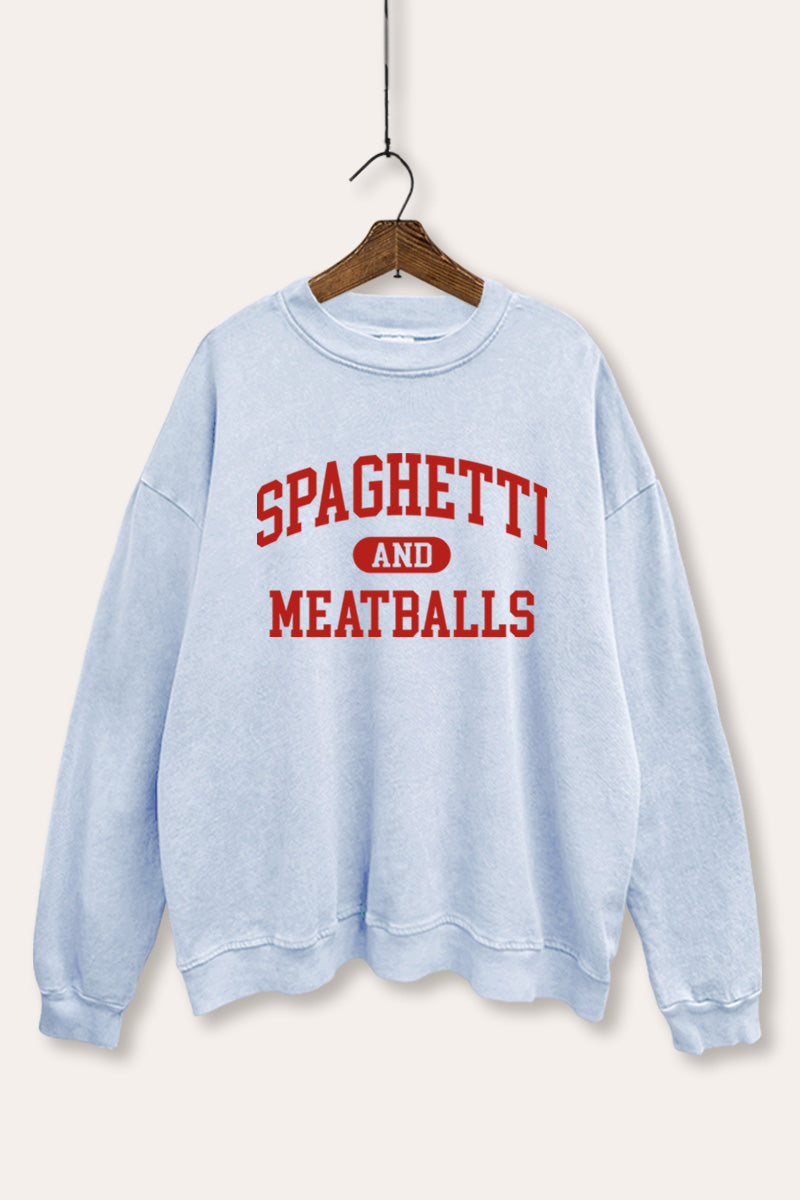 Spaghetti & Meatballs Graphic Mineral Wash Sweatshirt