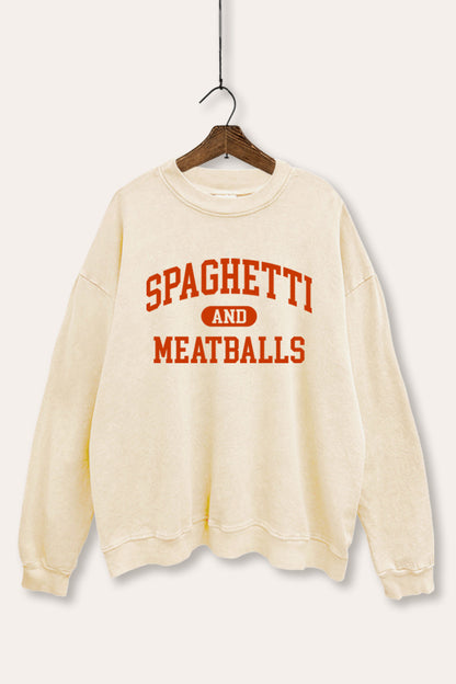 Spaghetti & Meatballs Graphic Mineral Wash Sweatshirt