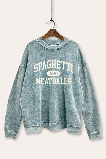 Spaghetti & Meatballs Graphic Mineral Wash Sweatshirt