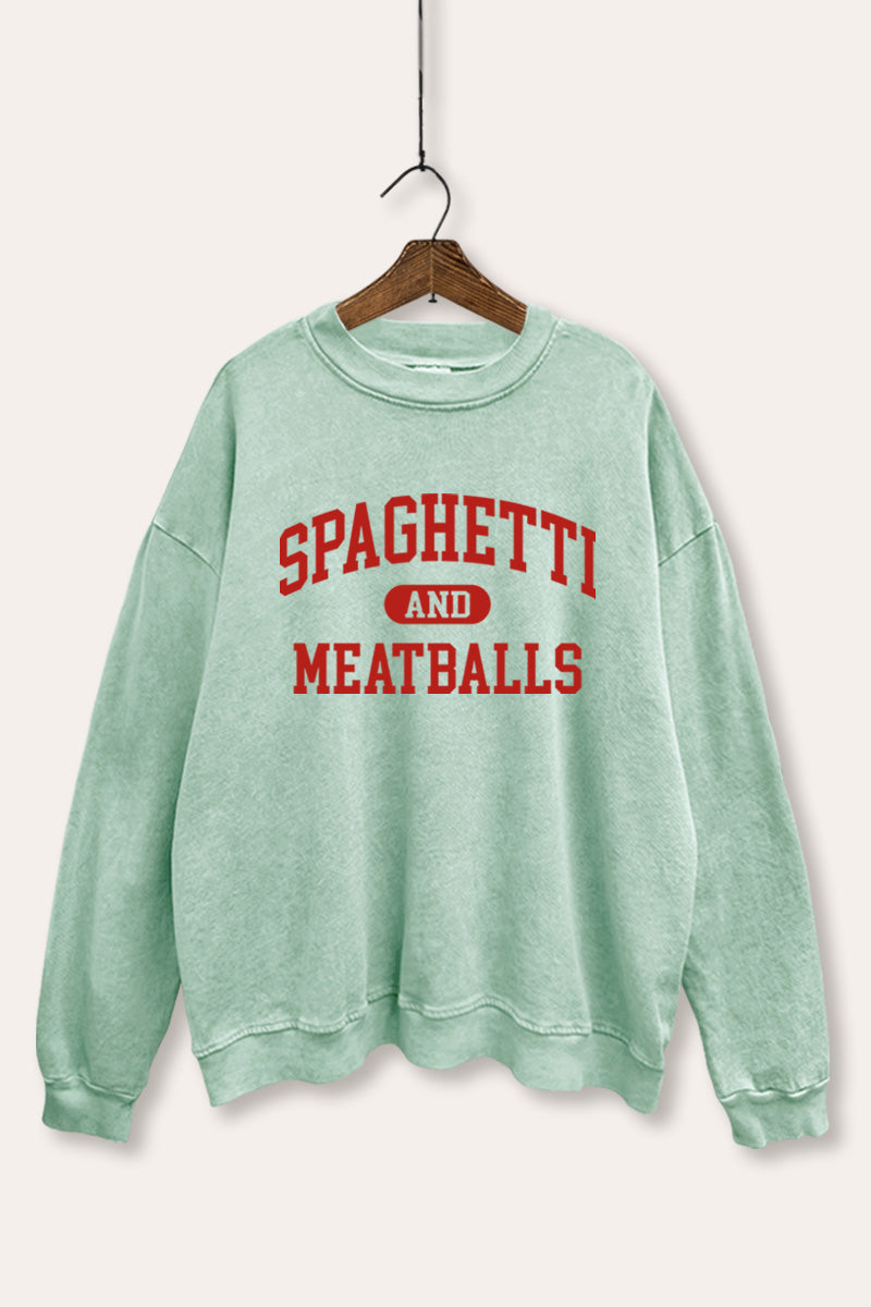 Spaghetti & Meatballs Graphic Mineral Wash Sweatshirt
