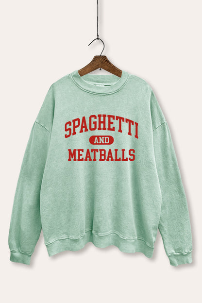 Spaghetti & Meatballs Graphic Mineral Wash Sweatshirt