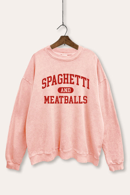 Spaghetti & Meatballs Graphic Mineral Wash Sweatshirt