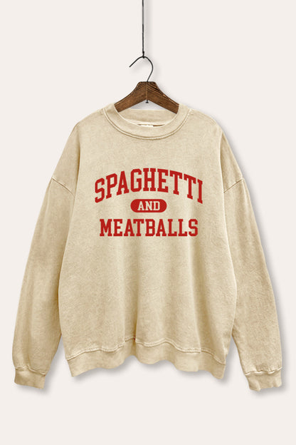 Spaghetti & Meatballs Graphic Mineral Wash Sweatshirt