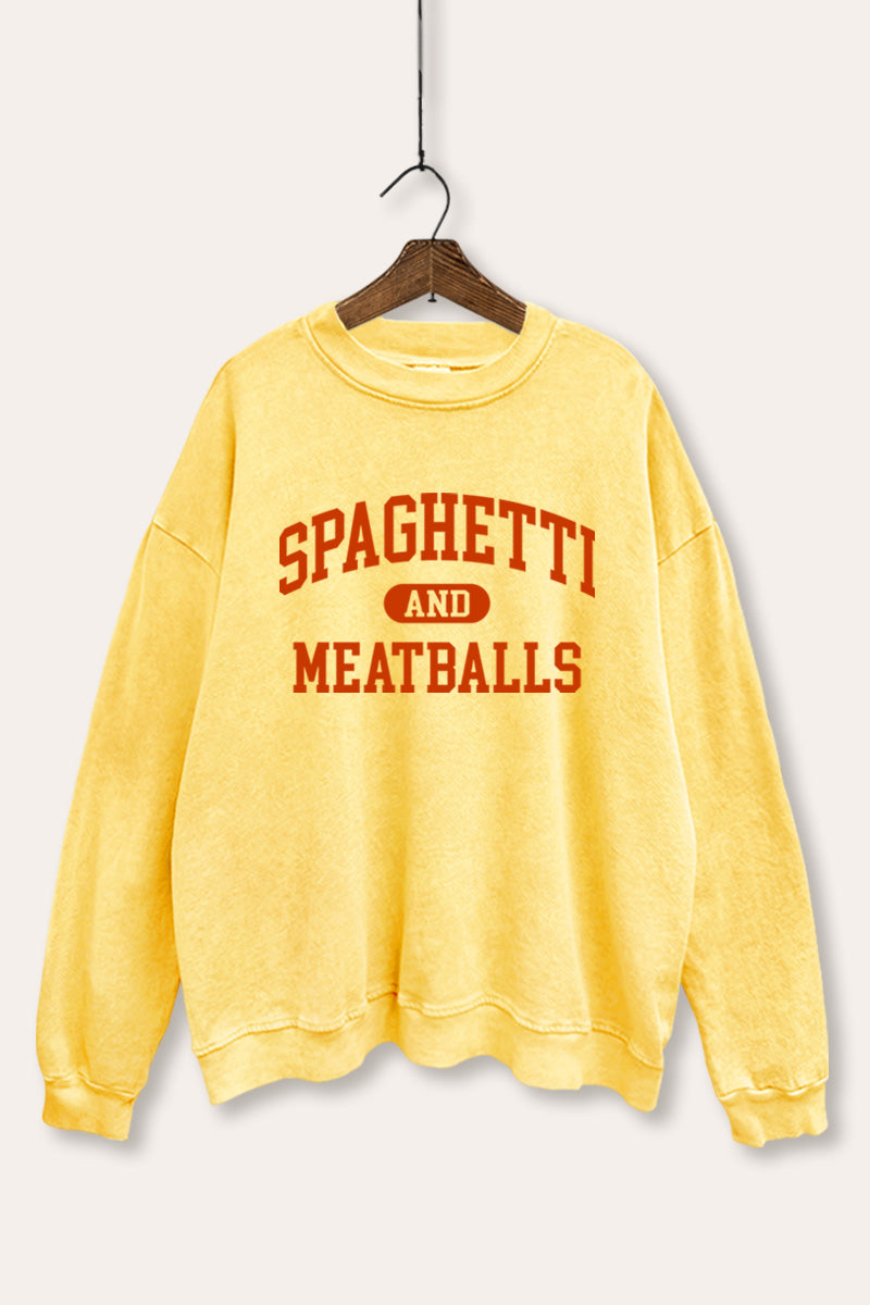 Spaghetti & Meatballs Graphic Mineral Wash Sweatshirt