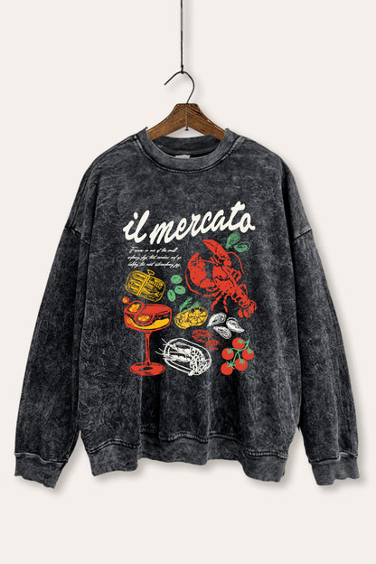 The Market Lobster Coastal Graphic Mineral Wash Sweatshirt
