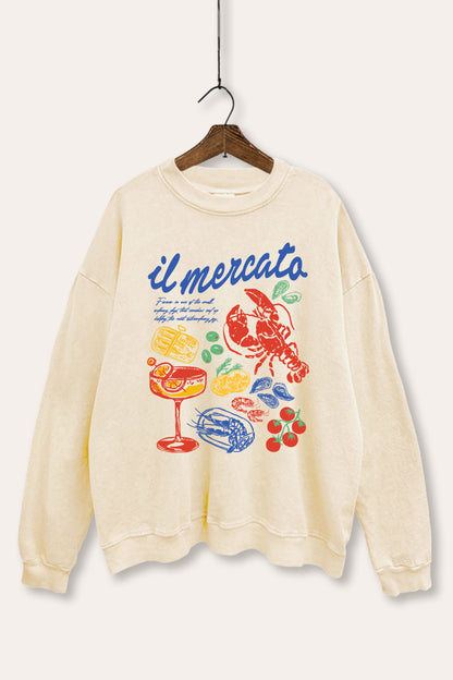The Market Lobster Coastal Graphic Mineral Wash Sweatshirt