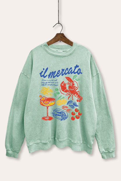 The Market Lobster Coastal Graphic Mineral Wash Sweatshirt
