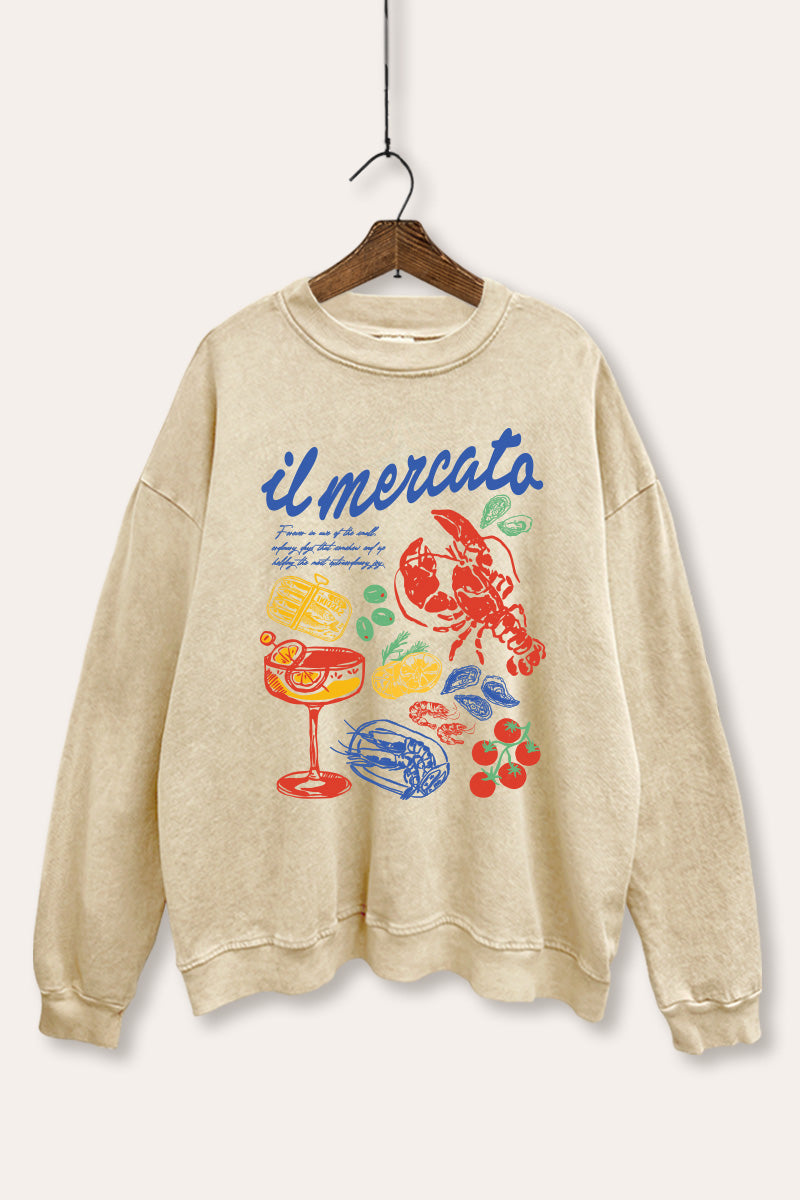 The Market Lobster Coastal Graphic Mineral Wash Sweatshirt