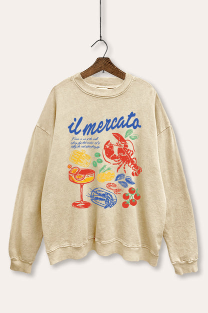 The Market Lobster Coastal Graphic Mineral Wash Sweatshirt
