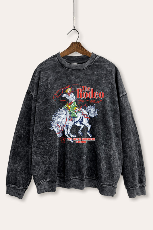 "the rodeo" graphic mineral wash sweatshirt